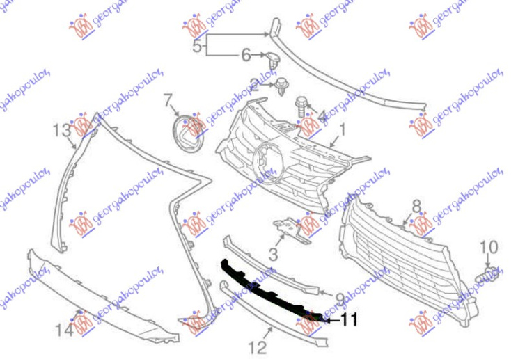 Shirit grilë e parakolpit të përparmë i argjendtë