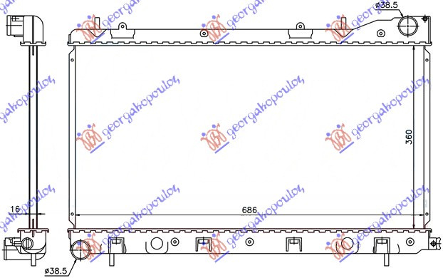 Radiator për motor 2.0-2.5 benzinë (36x68.6x16) (KOYO) (marsh manual)