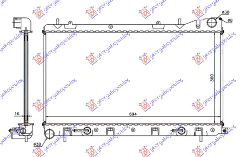 Radiator për motor 2.0 S TURBO (360x680x16) (marsh automatik)
