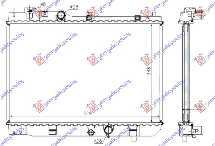 Radiator për motor 2.0 TD dizel (marsh manual) (350x530x26)