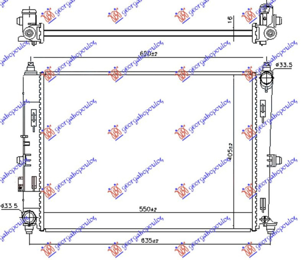 Radiator për motor 1.5-2.0 benzinë (marsh manual) (550x400x16) (KOYO)
