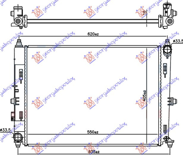 Radiator për motor 1.5-2.0 benzinë (marsh manual) (550x400x16) (KOYO)
