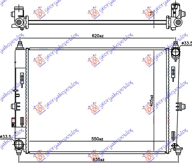 Radiator për motor 1.5-2.0 benzinë (marsh manual) (550x400x16) (KOYO)