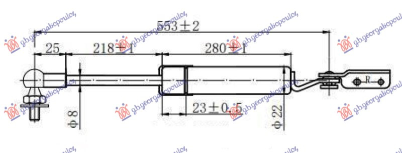 Amortizues (një) për derën e bagazhit (553L-410N)