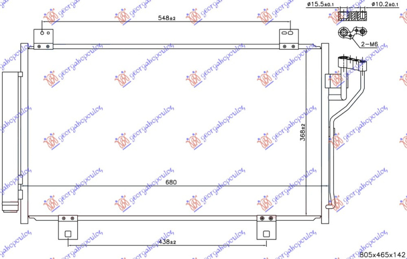 Radiator i kondicionerit për të gjithë modelet benzinë (658x368x16) (gas R134)
