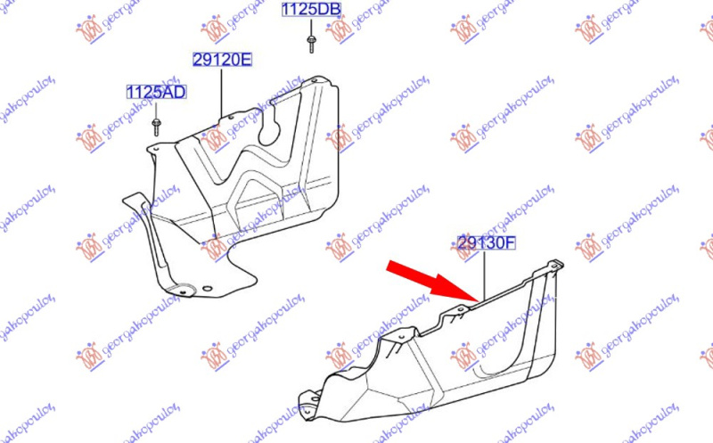 Mbrojtje/kapak nën motor plastik 1.3 cc