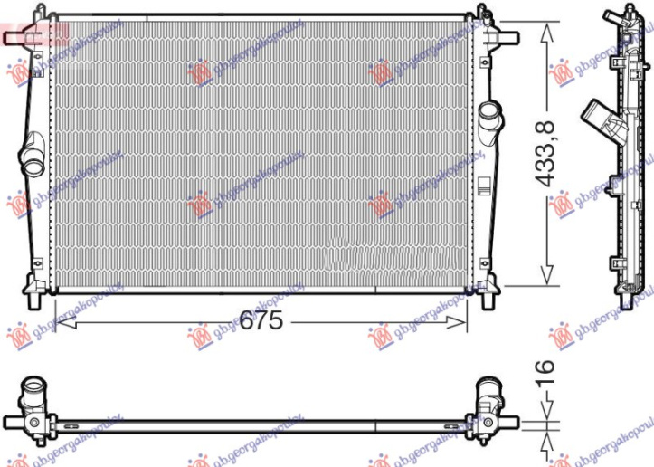 Radiator për motor 2.0 benzinë -hibrid (675x434x16) (KOYO)