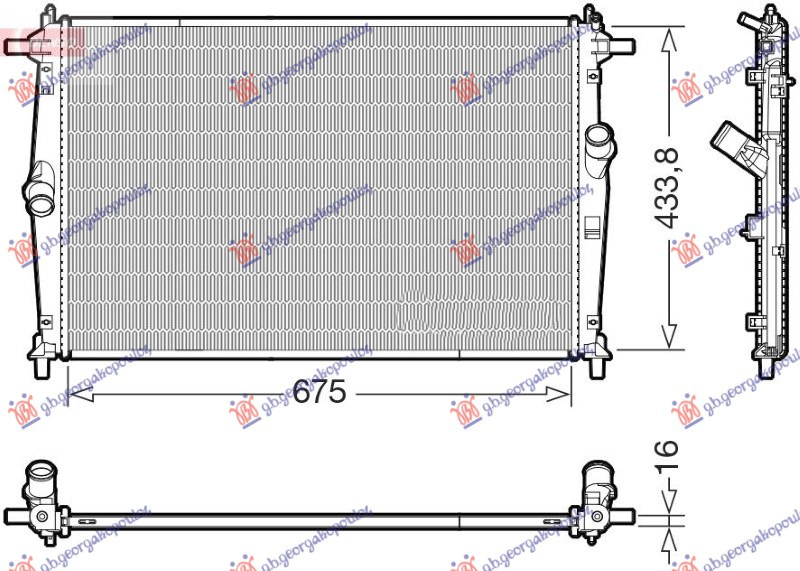 Radiator për motor 2.0 benzinë -hibrid (675x434x16) (KOYO)