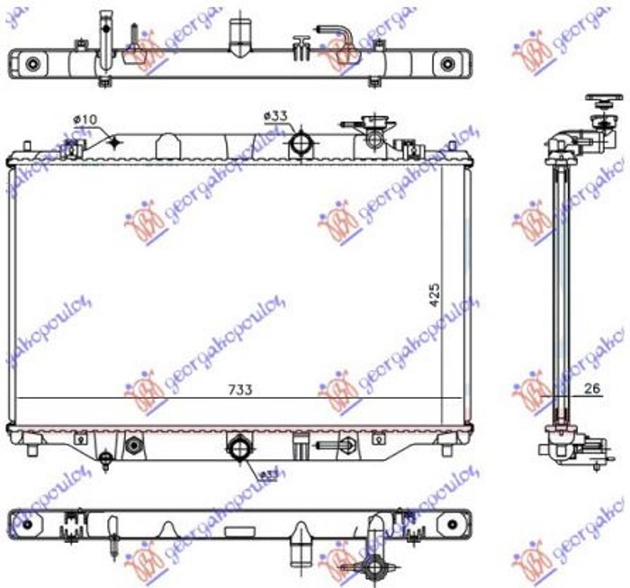 Radiator për motor 2.2 dizel (72.8x42.5x27) (marsh manual/automatik)
