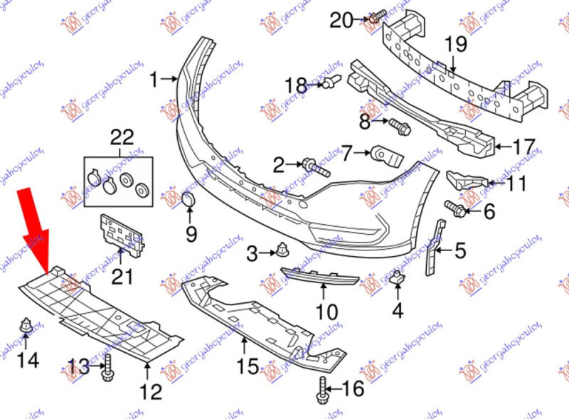 Mbrojtje/kapak nën motor pjesa e përparme