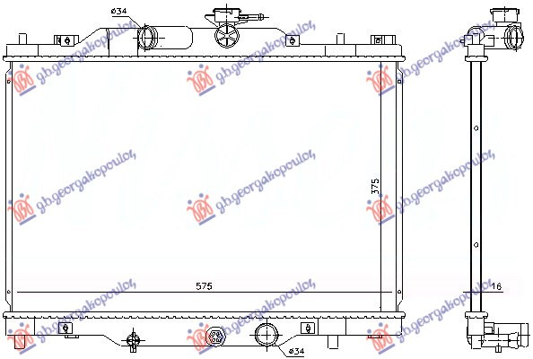Radiator për motor 2.0 benzinë (375x575x16)