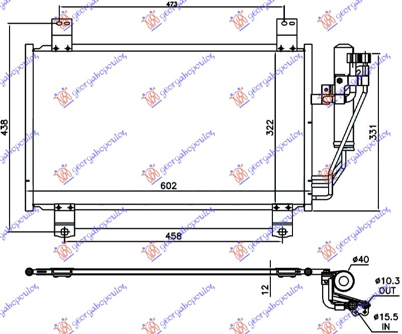 Radiator i kondicionerit 1.5i benzinë (568x326x12)