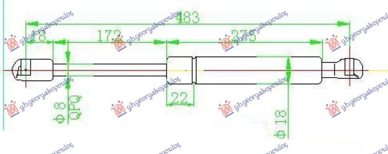 Amortizues (një) për derën e bagazhit (483L-370N)