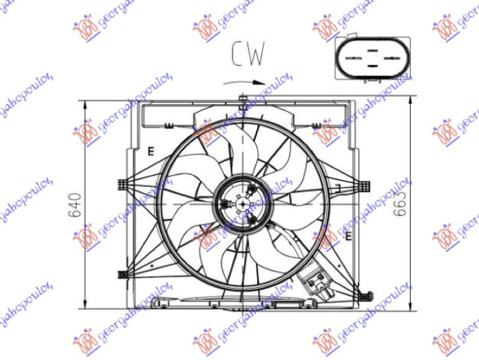 Ventilator komplet 2.2 dizel (500mm) (4 pinë)