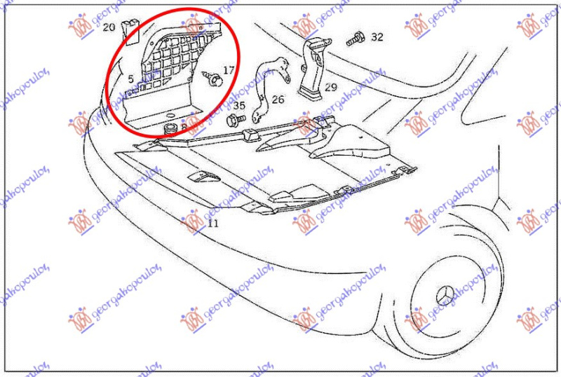 Mbrojtje/kapak nën motor plastik e lakuar