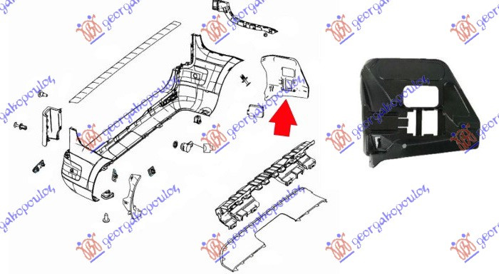 Shtërngues/mbajtës në parakolpin e pasëm (me mbajtës sensor për këndin e vdekur)