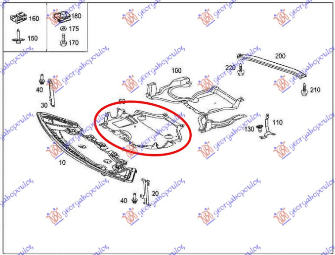 Mbrojtje/kapak nën motor (pjesa qendrore)