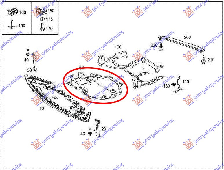 Mbrojtje/kapak nën motor (pjesa qendrore)