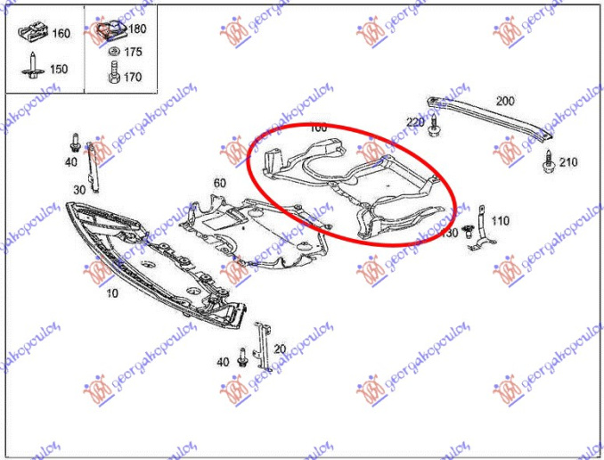 Mbrojtje/kapak nën motor (pjesa e pasme)
