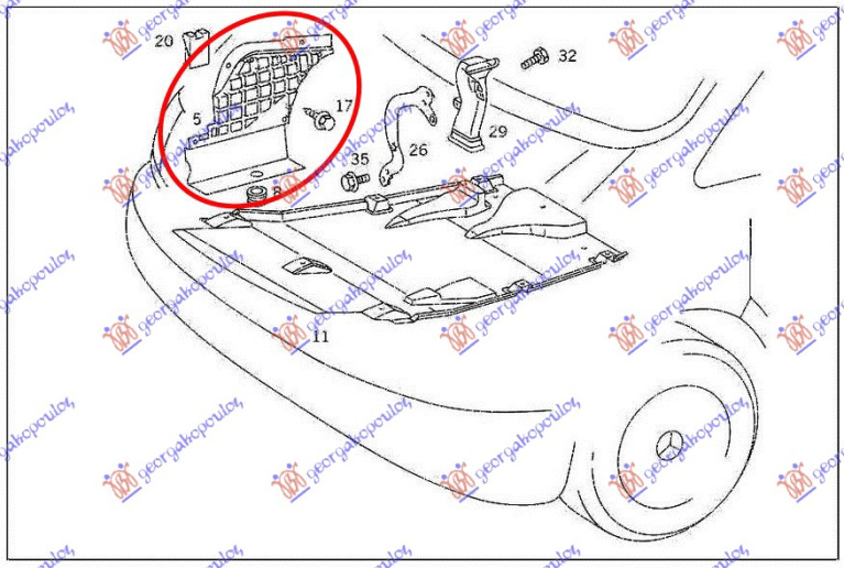 Mbrojtje/kapak nën motor plastik e lakuar
