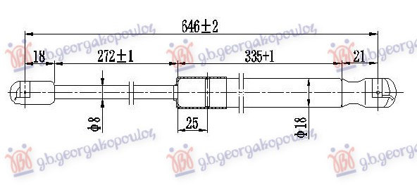 Amortizues (një) për derën e bagazhit (645L-300N)