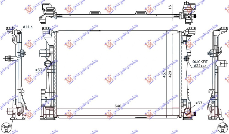 Radiator për motor benzinë/dizel (marsh manual) (640x430x16)