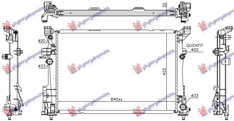 Radiator për motor 2.0 benzinë (marsh automatik) (640x422)