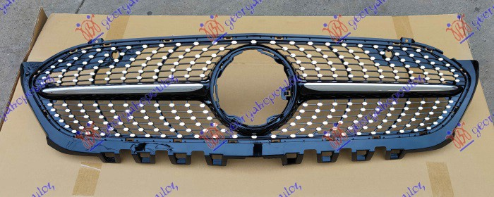 Maskë pvc/grilë me ngjyrë të zezë me shirit me ngjyrë të zezë (me hapje për sensor parkimi) (AMG-LINE)
