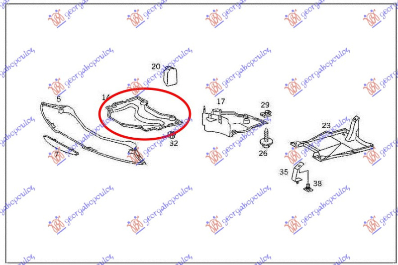 Mbrojtje/kapak nën motor (qendrore)