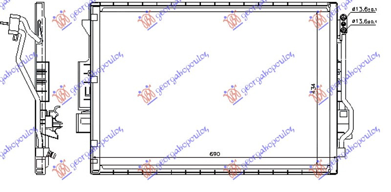 Radiator i kondicionerit benzinë/dizel (69x43)