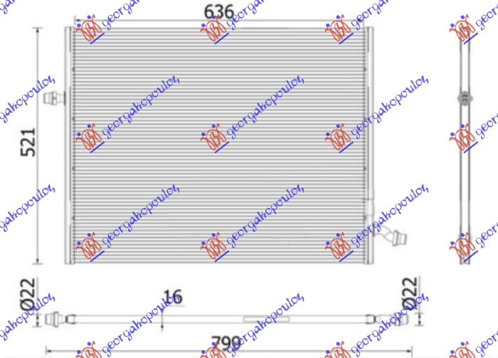 Radiator shtesë për motor 3.0-4.7-5.5-6.0 benzinë -3.0-3.5 benzinë/hibrid - 2.2 dizel/hibrid-3.0 dizel AUTO (635x509) (MAHLE BEHR PREMIUM LINE)