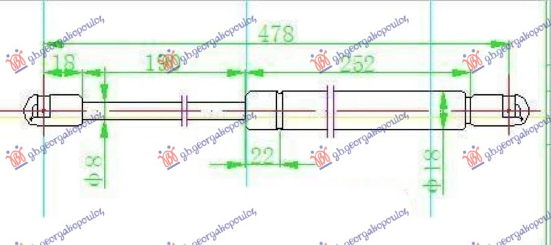 Amortizues (një) për derën e bagazhit karavan (479L-580N)