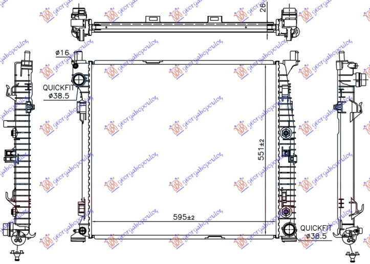 Radiator për motor për të gjitha modelet (595x551x16)