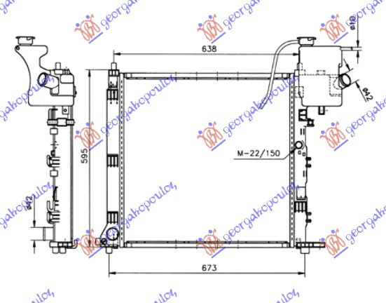 Radiator për motor benzinë/dizel. (marsh manual) (pa kondicioner) (57x56) (MAHLE BEHR PREMIUM LINE)
