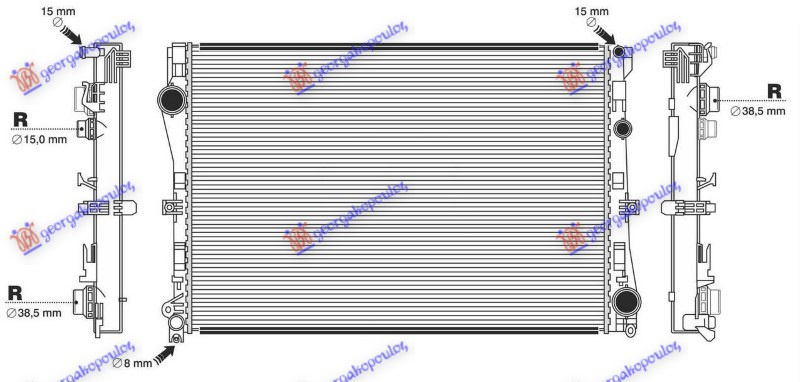 Radiator për motor benzinë/dizel (marsh manual/automatik) (640x440x26) (KOYO)