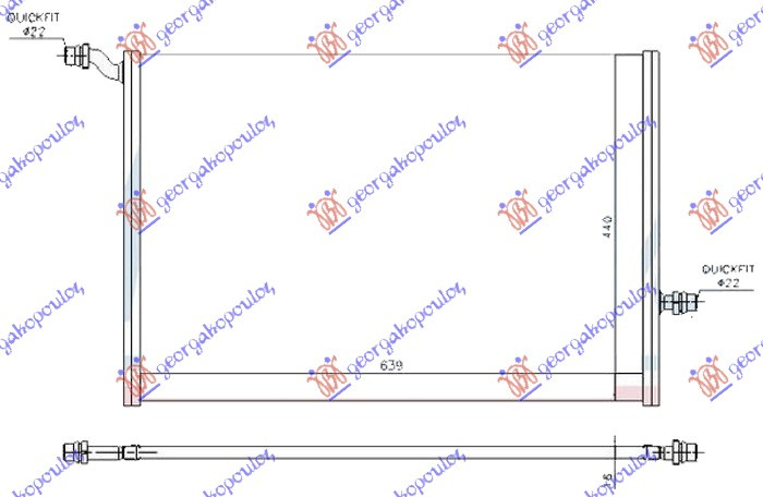 Radiator shtesë për motor benzinë - dizel (635x440x16)