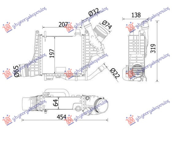 Interkuler 1.5-2.0 benzinë -hibrid (207x197) (MAHLE BEHR PREMIUM LINE)