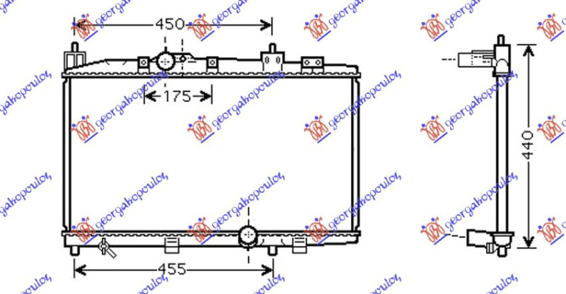 Radiator për motor 1,4 D4D (me/pa kondicioner) (35x64x16)