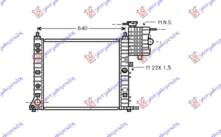 Radiator për motor benzinë/dizel AUT (pa kondicioner) (57x56) (MAHLE BEHR PREMIUM LINE)