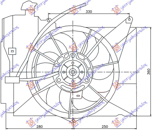 Ventilator komplet 1,3-1,5 JAP. benzinë (me kondicioner)