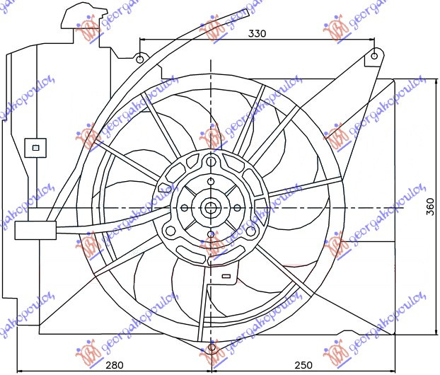 Ventilator komplet 1,3-1,5 JAP. benzinë (me kondicioner)