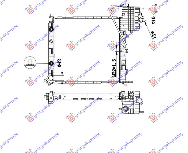 Radiator për motor benzinë/dizel.(marsh manual/automatik) (me kondicioner) (57x56)