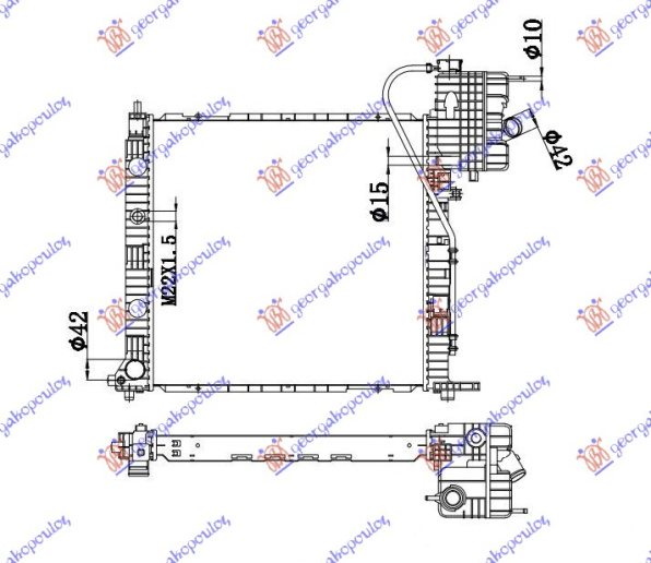 Radiator për motor 99-03 2.2CDI (marsh manual) (me kondicioner) (57x56)