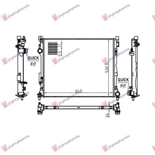 Radiator për motor 2.0-3.0 benzinë/hibrid- 2.0-2.9 dizel/hibrid (645x523x26)
