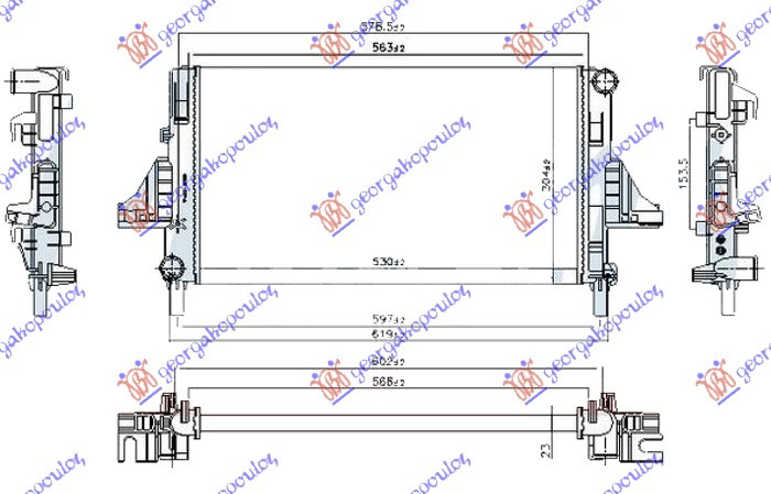 Radiator për motor 0.7 benzinë (me/pa kondicioner) (marsh manual/automatik) (530x304)