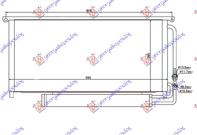 Radiator i kondicionerit 0.7i-6V BRABUS (59x26.5x1.6)