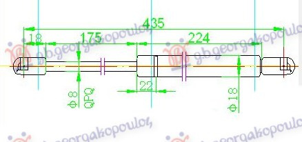Amortizues (një) për derën e bagazhit (435L-170N)