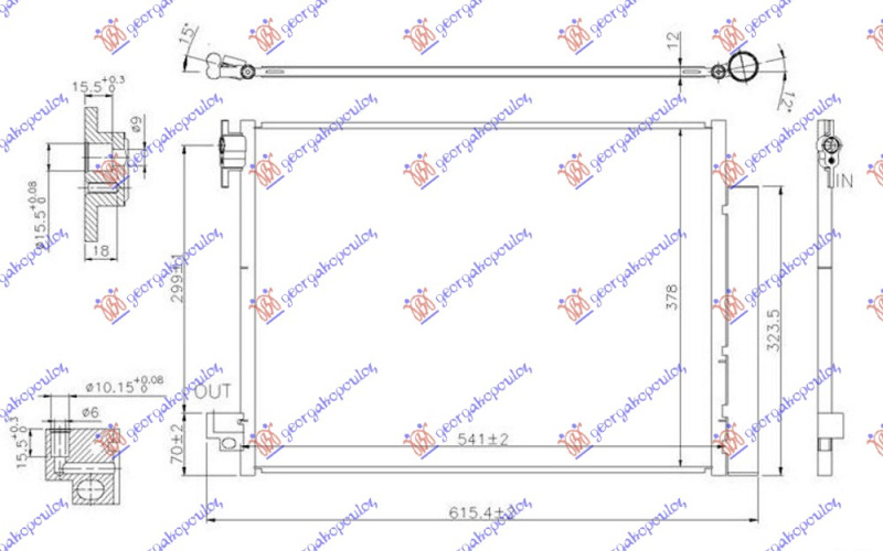 Radiator i kondicionerit 0.9TURBO-1.0i 12V-Elektrik (54.1x37.8x1.2)