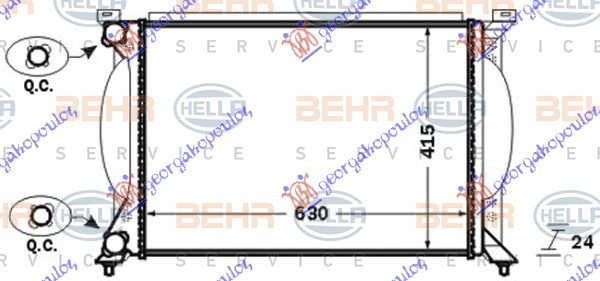 Radiator për motor 1.6-2.0 16v - 1.8 T -2.0 TFSi benzinë - 1.9-2.0 Tdi dizel (marsh manual) (630x410) (MAHLE BEHR)