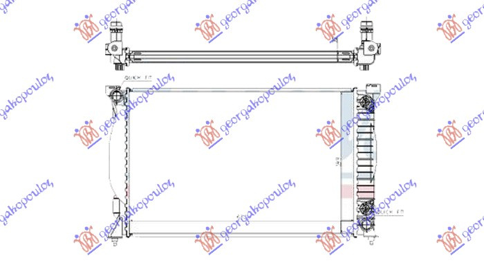 Radiator për motor 2,4i V6 benzinë (marsh automatik) (632x399) tuba diagonal